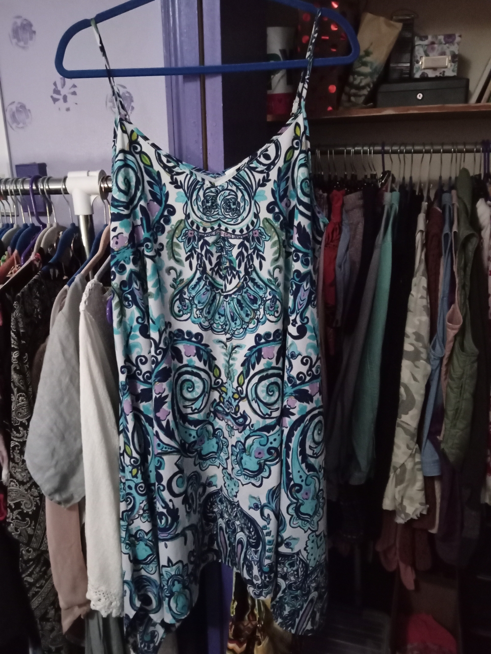 C Teal & Blue Paisley Spaghetti-Strap Dress